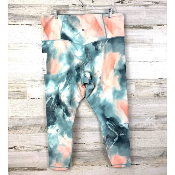 Athleta Women’s Plus 2X Elation 7/8 Printed Blue abstract Workout Leggings NWT - Picture 2 of 6